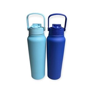 Set of Two Primula 30 Oz Stainless Steel Chug & Sip Water Bottles. Blue